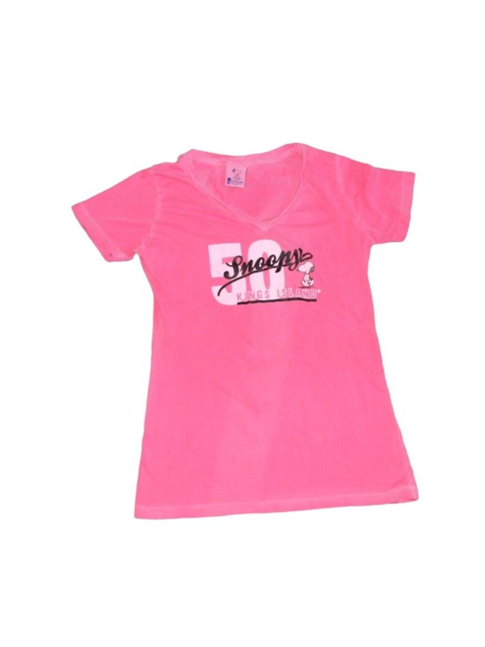 Kings Island Womens V-Neck Peanuts 'Snoopy' T-Shirt-Pink-Size XL-GUC